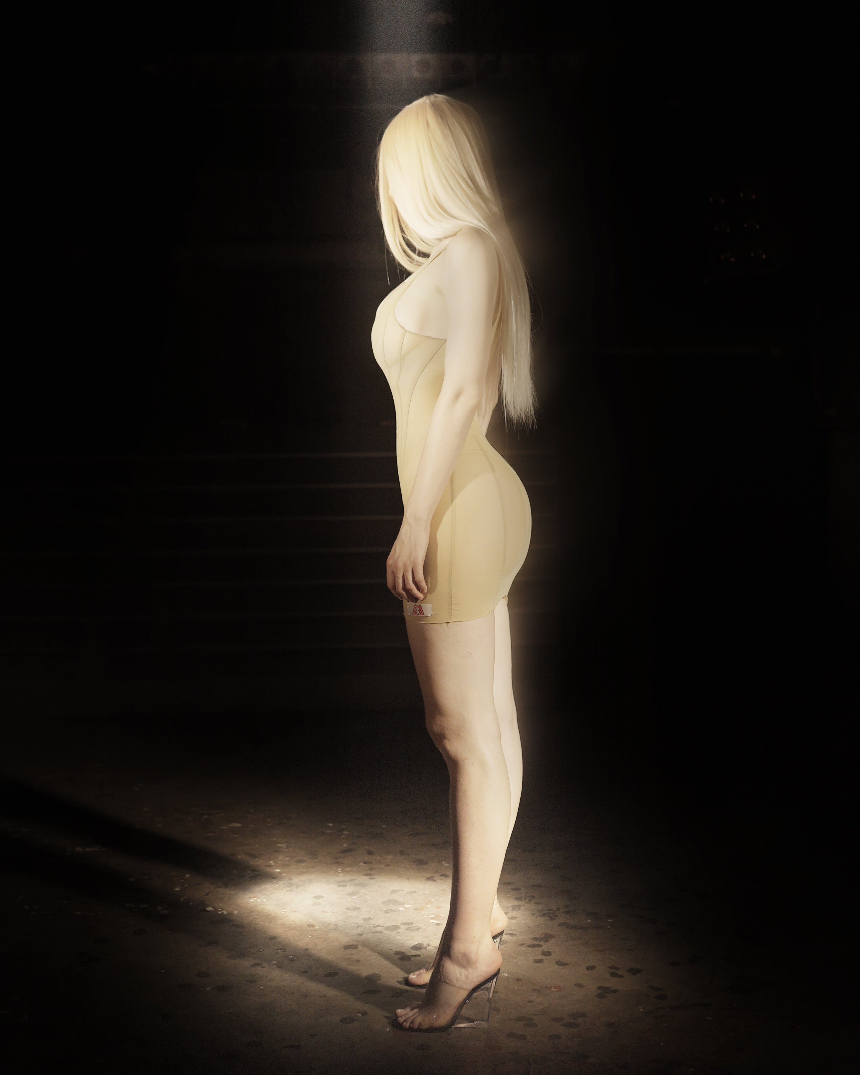 TWISTED SLIP DRESS BEIGE